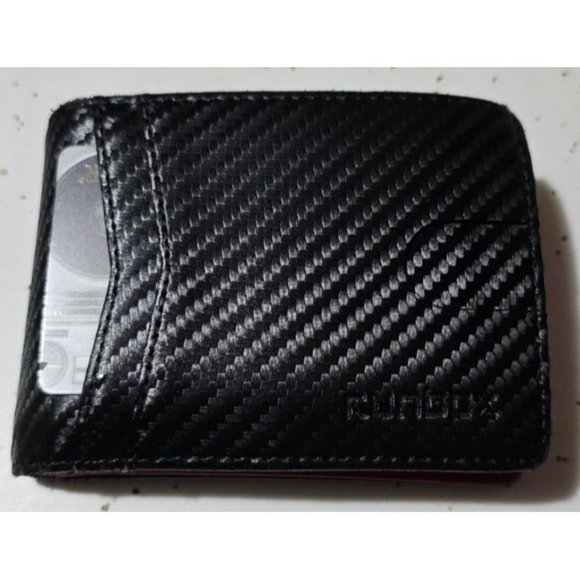 Red Men's Wallets Slim Rfid Leather 2 ID Window With Gift Box - Picture 1 of 4